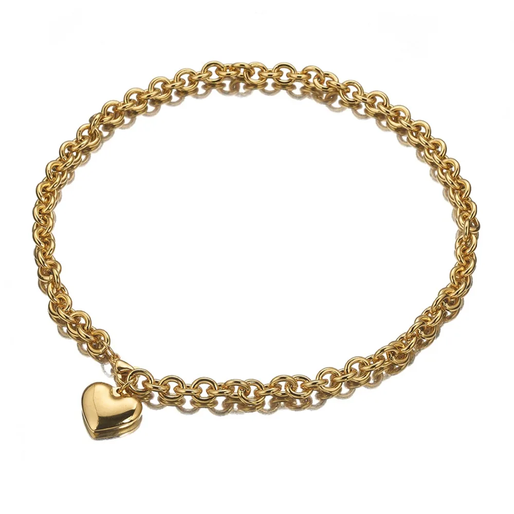 Цепочка с овальными звеньями из нержавеющей стали подвеска в форме сердца