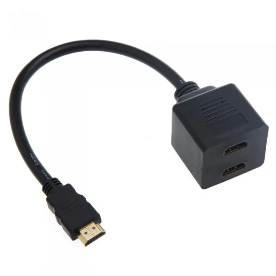1 шт. 25 см HDMI штекер к 2 гнездо Y сплиттер адаптер Кабельный разъем для плазменного