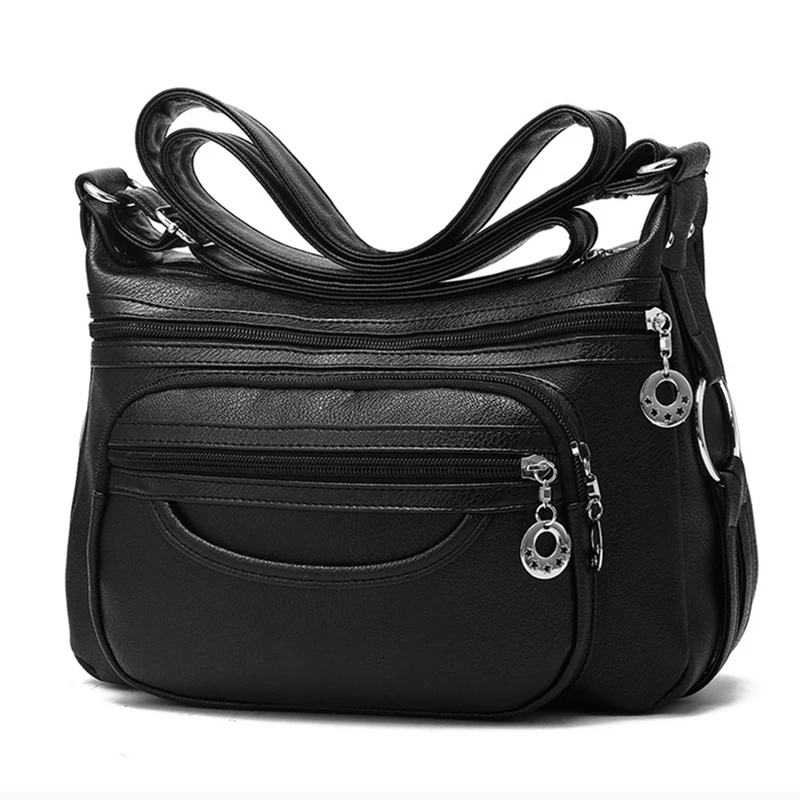Женские повседневные вместительные сумки через плечо, женские сумки-мессенджеры, мягкая моющаяся сумка через плечо из искусственной кожи, женская сумочка на молнии, украшение