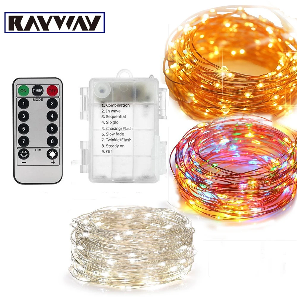 Рождественские гирлянды 5 м 10 теплый белый/RGB Водонепроницаемый на батарейках 8
