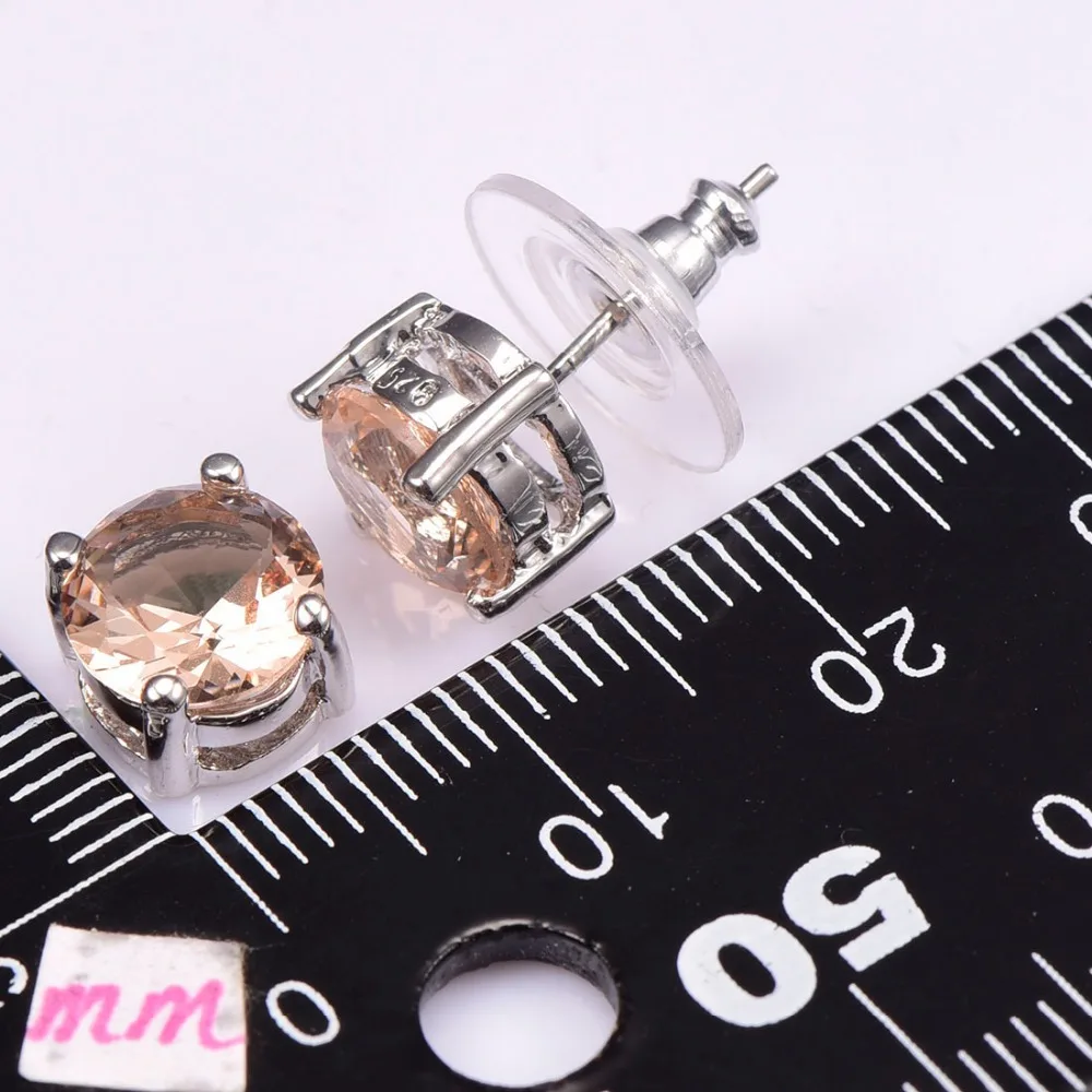 Женские серьги пусеты Morganite Серебристые с узором в виде сердечек модель PE25 2019|stud