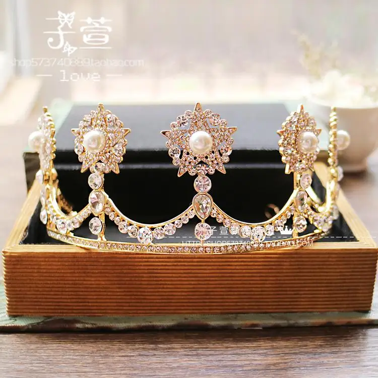 Европейская роскошная Стразы Корона пятиконечная звезда жемчужная свадебная