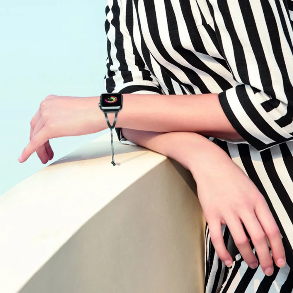 Ремешок из нержавеющей стали для apple watch band 44 мм 40 мм correa aplle watch 42 мм 38 мм iwatch series 4 3 2 1 жемчужный ремешок