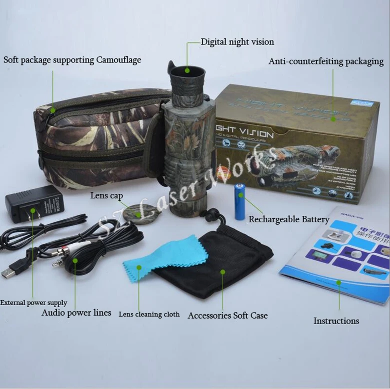 Камуфляжные цифровые Монокулярные инфракрасные очки ночного видения 5X40 ИК