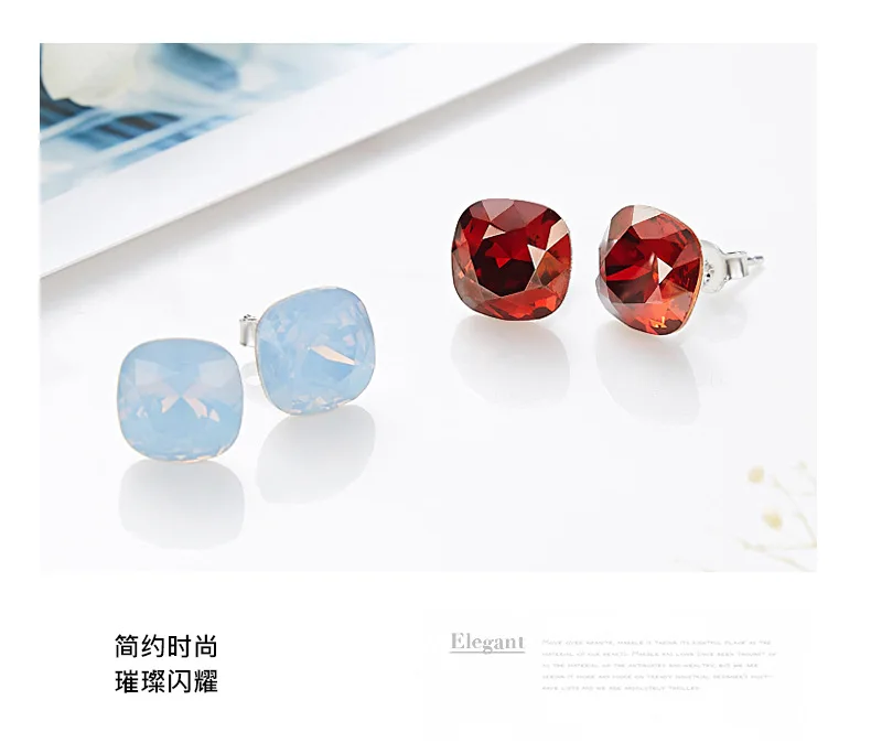 Baffin простые трендовые квадратные серьги-гвоздики с кристаллами от Swarovski 925 Серебряный пирсинг для женщин вечерние свадебные Стразы ювелирные изделия