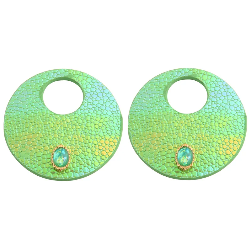 Женские серьги из кожи NeeFu WoFu большие с круглым камнем аксессуары для