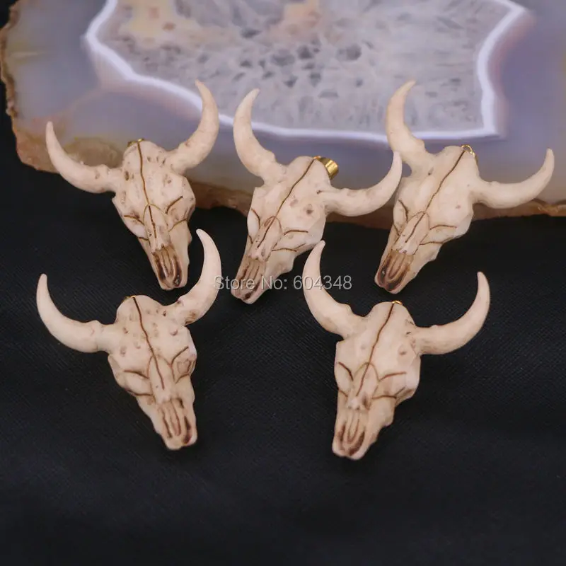10 шт. подвески из смолы в Форме Головы Быка подвесные бусины форме рога для