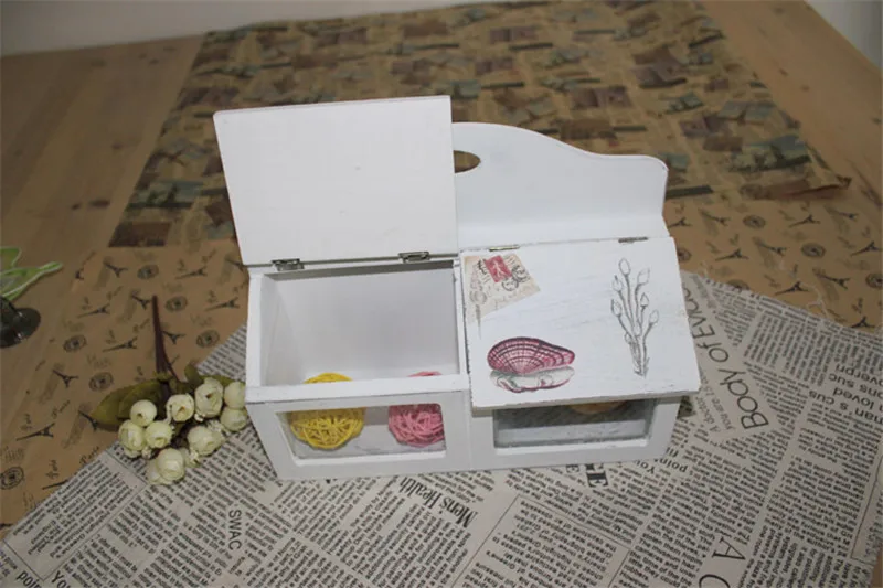 Креативная деревянная косметическая коробка для хранения вещей 2 решетки с