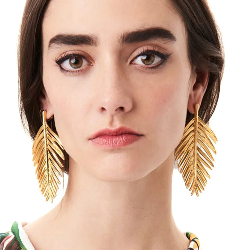 New Design Fashion Dangle Earrings Big Hollow Leaves Shaped Drop for Women Hot Sale Wedding Statement Jewelry Wholesale | Украшения и