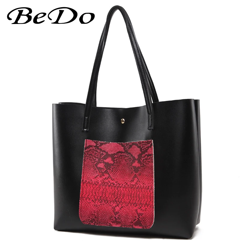 

Bedo Tote Female Women Pu Leather Bags Fashion Tote Female Shoulder Bags Shopping Tote Black Bags Large Capacity Ladies Handbag