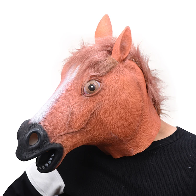 Полная голова маска лошадиной головы жуткая меховая грива латексная