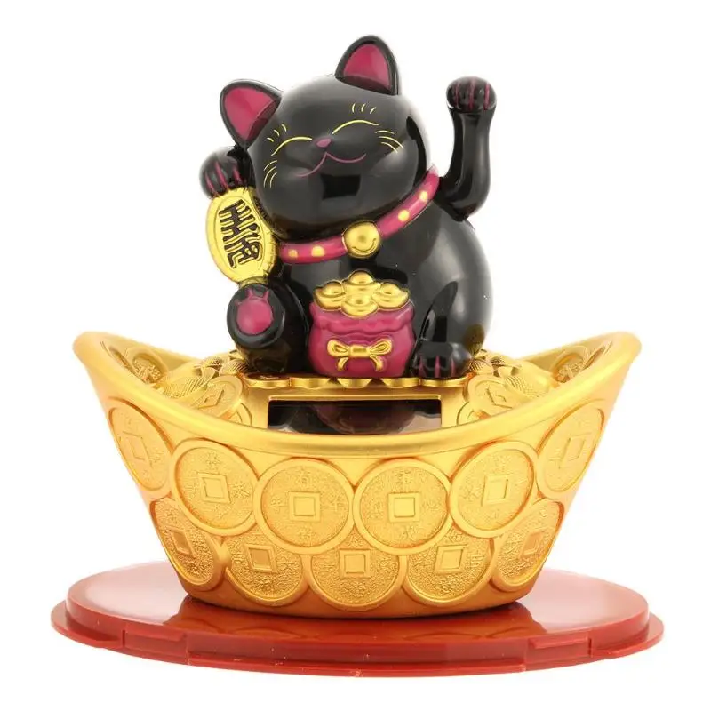 Новая мода, черный/белый, на солнечных батареях, Maneki Neko, добро пожаловать, удача, кошка, удача для дома, автомобиля, отеля, ресторана, Декор, ремесло