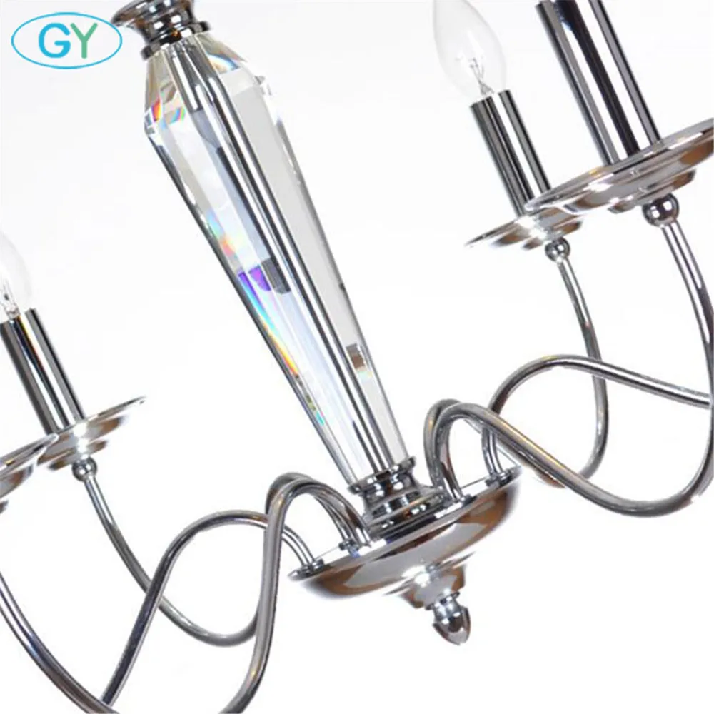 Современная хромированная люстра из кованого железа стеклянная художественная