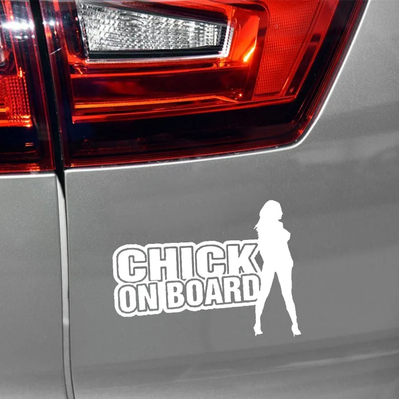 YJZT 15CM*11.1CM CHICK ON BOARD Hot Babe Car Vinyl Decal Sticker Black/Silver C10-00802 | Автомобили и мотоциклы