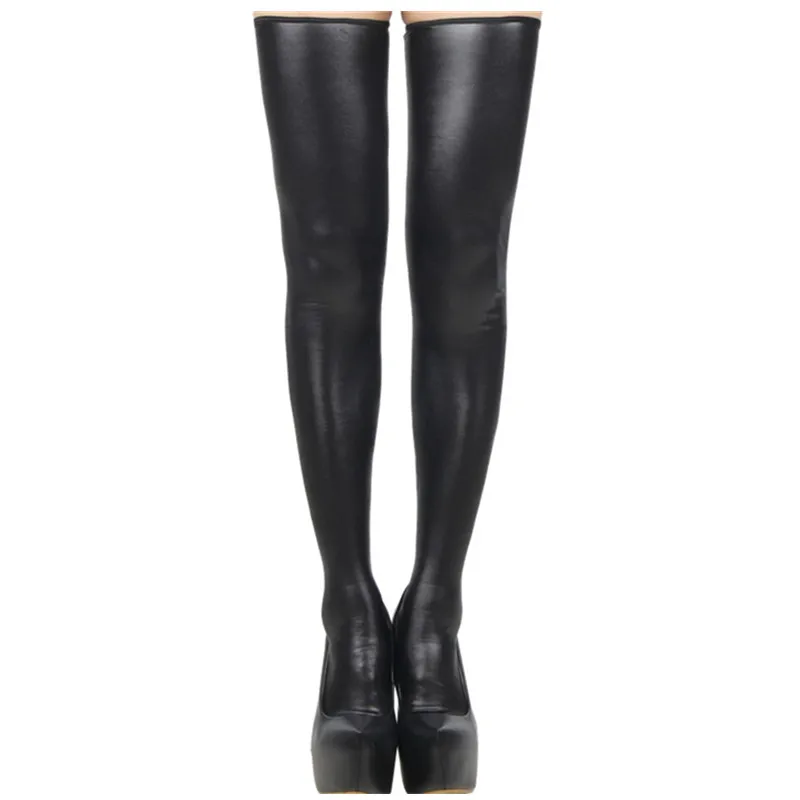 Сексуальные латексные чулки размера плюс кожаные женские силиконовые Чулки на