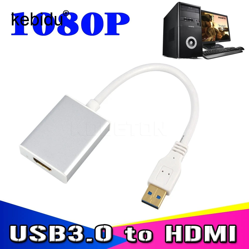 Kebidu 1080P USB 3 0 к совместимому с HDMI конвертер Папа мама адаптер кабель мульти Дисплей