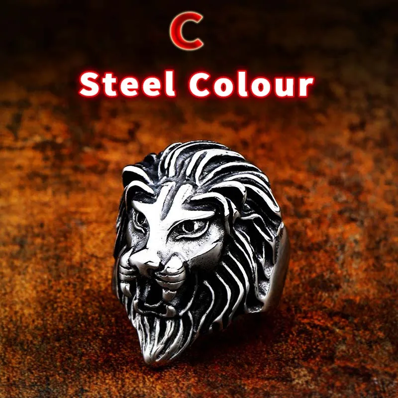 C STYLE Steel Байер 316L нержавеющая сталь Нос Викинг реалистичные лев тигр животное амулет один для мужчин скандинавский кольцо ювелирные изделия LR307 - Цвет основного камня: C STYLE Steel