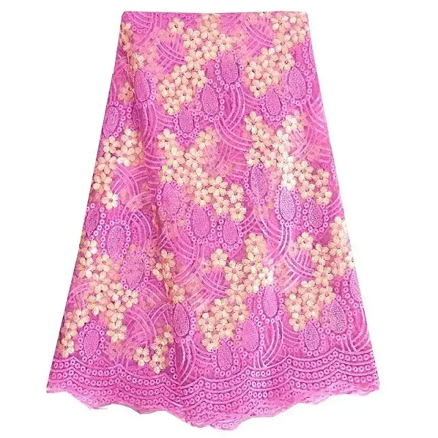 Pink Best качества в африканском стиле Кружево Ткань желтый швейцарская вуаль Кружево высокое качество Emboridery хлопок французский сетки Кружево Ткань Материал - Цвет: Pink