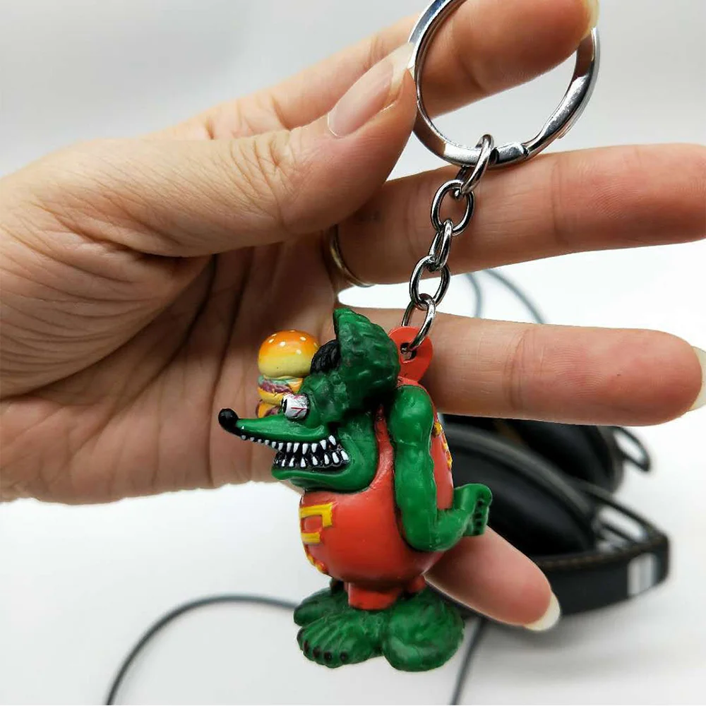 Rat Fink ED Big Daddy Roth Keychain Key Chain Figures Ratfink Doll Key Ring