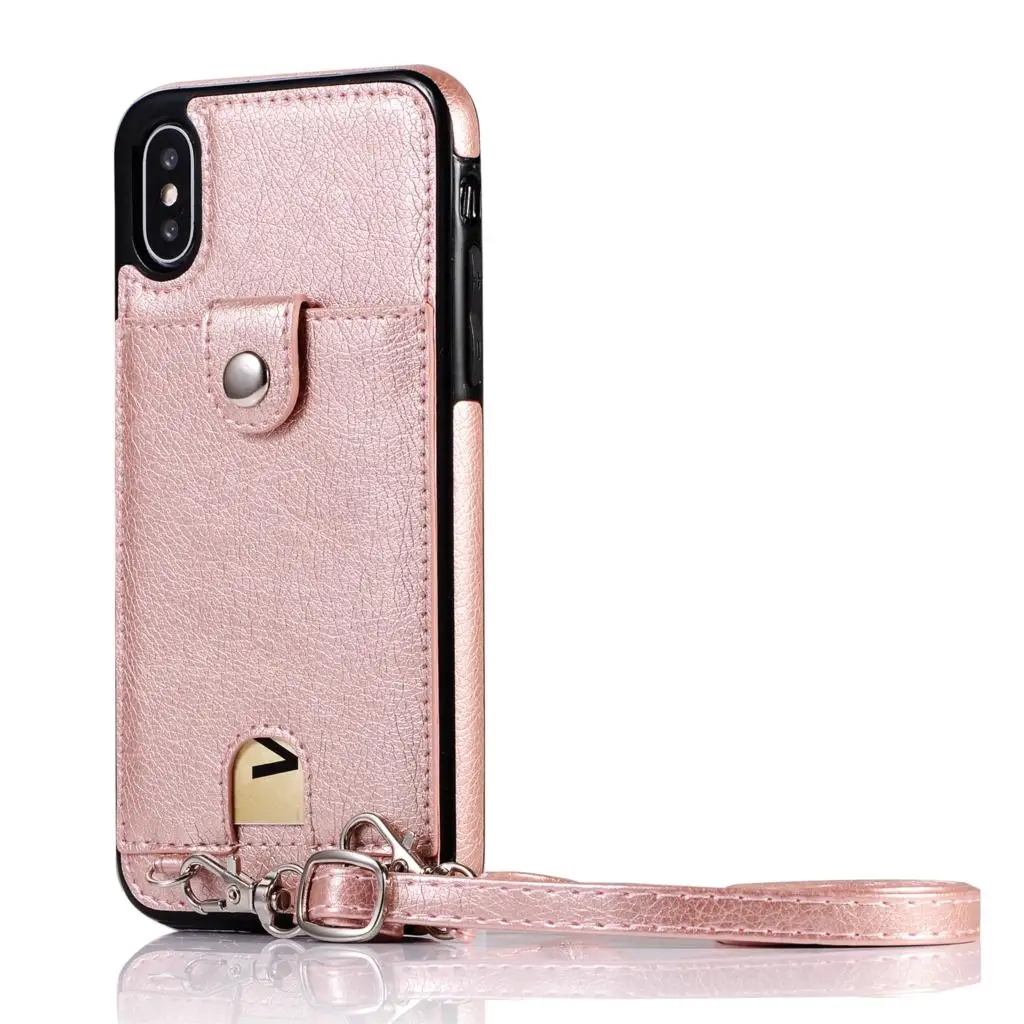 Rose Gold For Samsung Note 10 Plus 10+ S8 S9 S10 Plus S10E S7 Edge Case Wallet Leather Cover For iPhone X 11 Pro XR XS Max 7 8 6 6s Plus - Color: Rose Gold