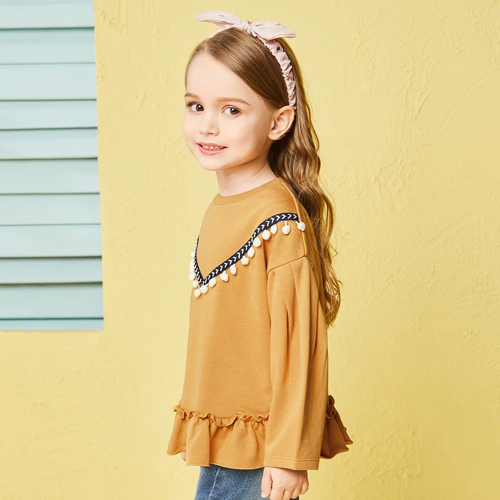 Balabala/толстовка с пышными рукавами для маленьких девочек гофрированным подолом