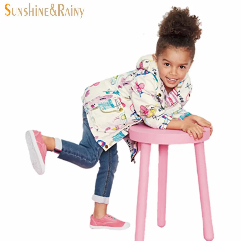 Sunshine &amp Rainy Spring Autumn Cartoon Graffiti Baby Girl Jackets Coats Hooded Windbreaker For Girls Boys Toddler Kids Outerwear | Детская