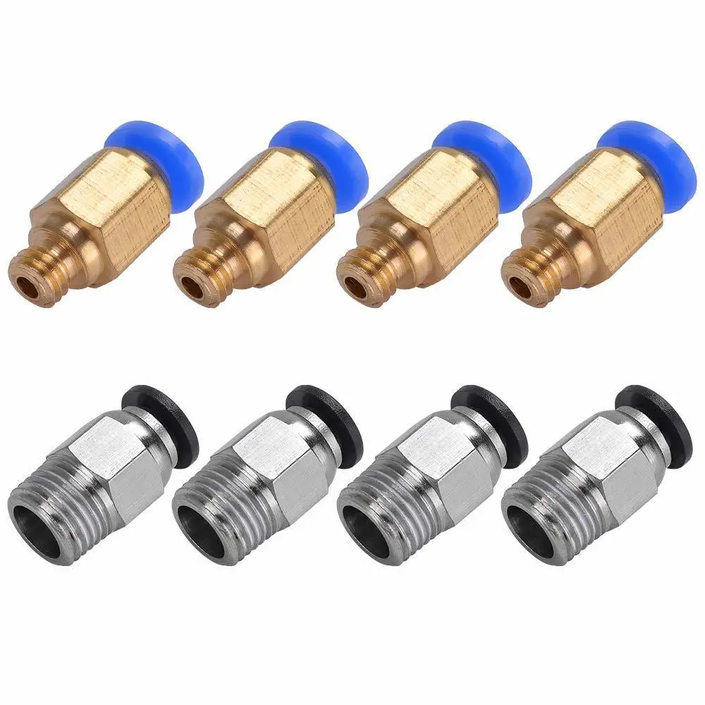 2 м 2*4 тефлоновая трубка+ 4 шт. Pc4-m6 Быстрый фитинг+ 4 шт. Pc4-m10 прямой Пневматический фитинг для подключения 3d принтера 1,75 мм