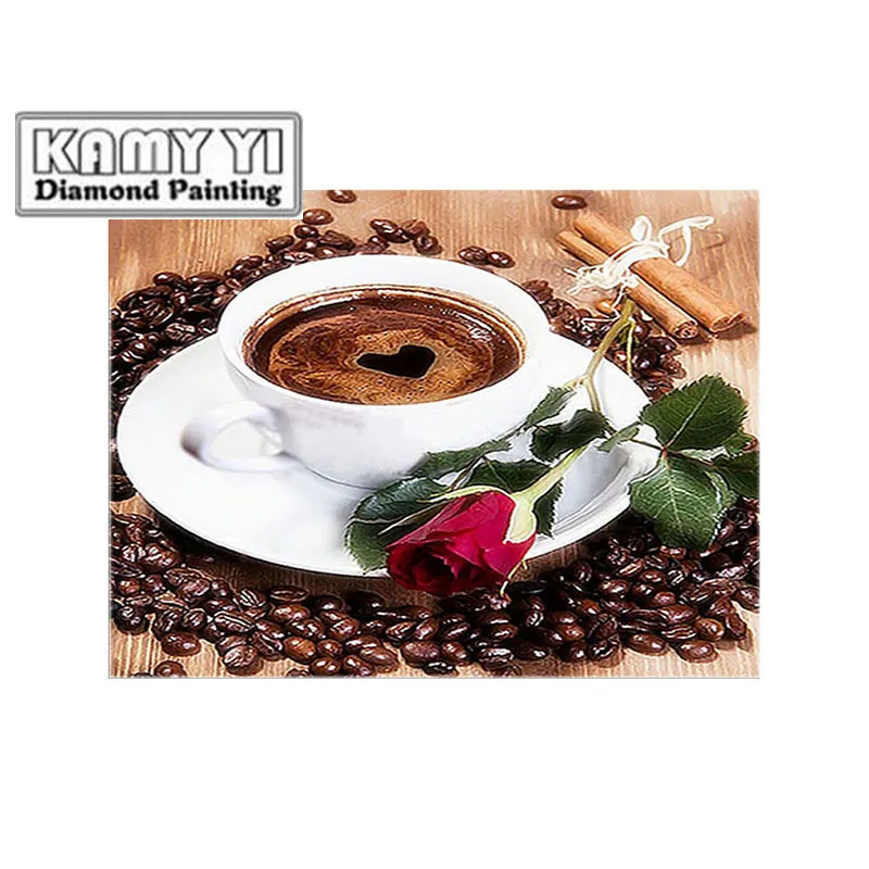 100% Полные 5D Diy Квадратные/Круглые Алмазные Картины Любовь кофе 3D Рисунок Стразы Вышивка D8