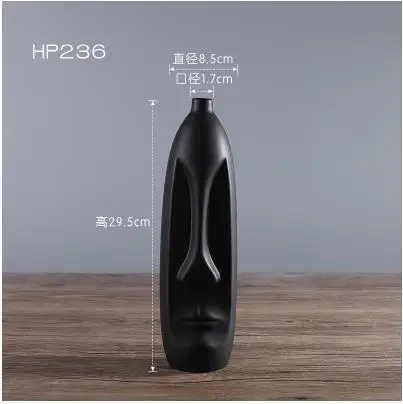 HP236 Скандинавские минималистичные керамические абстрактные вазы черного и белого цвета с человеческим лицом креативная декоративная витрина для комнаты Figue форма головы ваза - Цвет: HP236