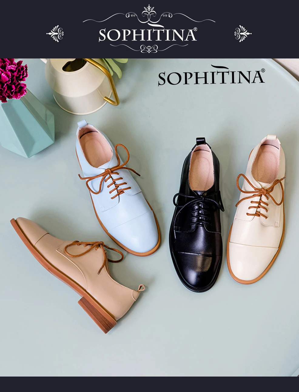 SOPHITINA/новые женские туфли-лодочки с ремешком на щиколотке; весенние повседневные Модные Туфли с круглым носком на низком квадратном каблуке; туфли-лодочки ручной работы из натуральной кожи; PO55