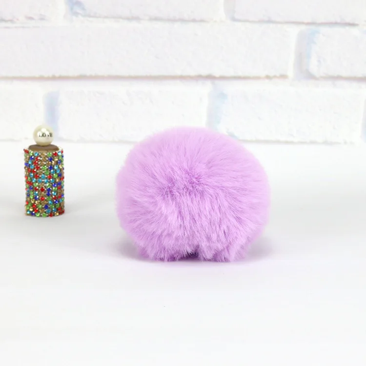 light purple Настоящий мех кролика помпоны 8 см ручная работа кролик меховой шар пушистый помпон кролика рекс мех ремесло DIY мягкие помпоны аксессуары для волос - Цвет: light purple