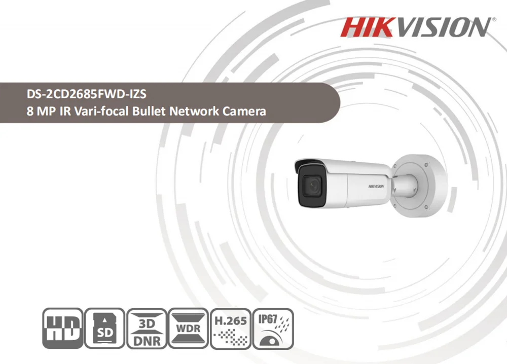 HIKvision DS-2CD2685FWD-IZS 8MP пуля POE IP камера Сеть CCTV камера с переменным фокусным расстоянием моторизованный ИК до 30 м H.265