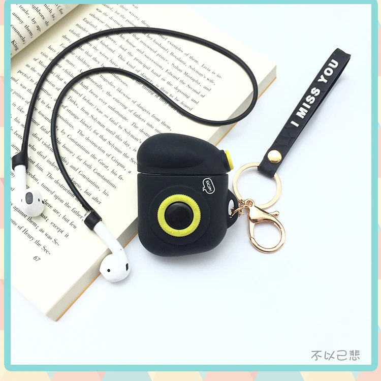 Силиконовый чехол для Apple Airpods, милый чехол, защитная крышка, Bluetooth, Беспроводная зарядка для наушников, чехол, сумки, защита от потери камеры