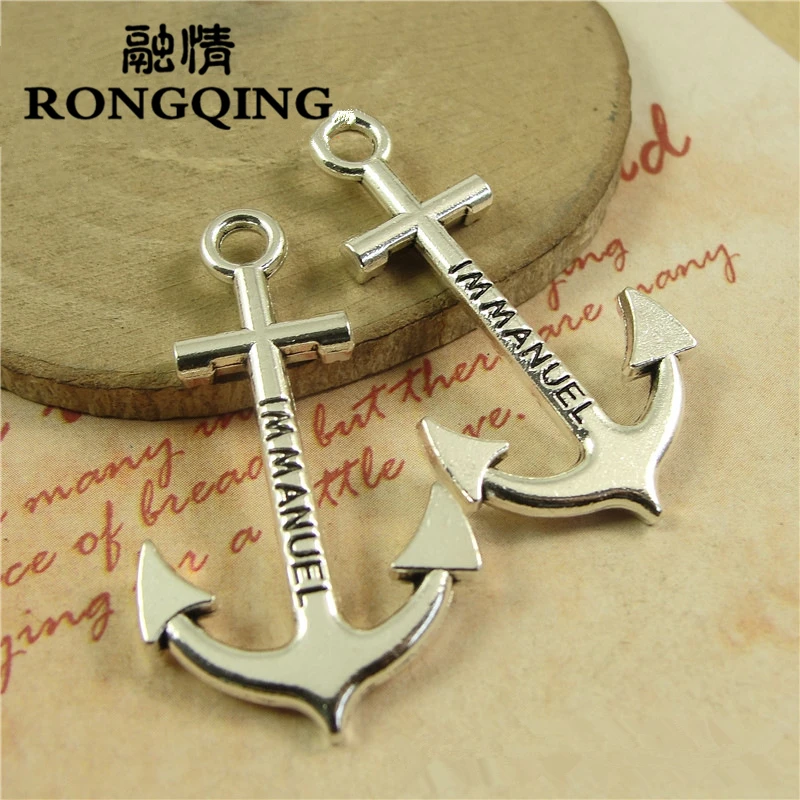RONGQING винтажные 14*38 мм 40 шт./лот амулеты якоря иммануэля 2 Цвета Доступные Подвески