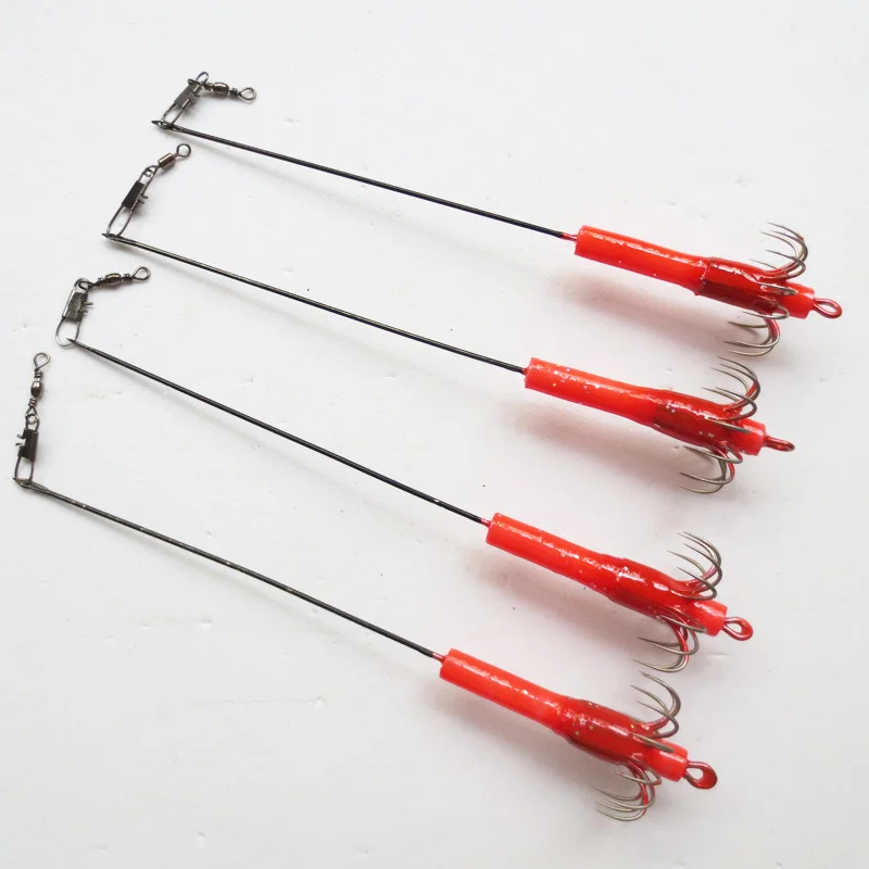 Бесплатная доставка 4 шт. красный пластиковый стальной проволоки squid джиг крюк |