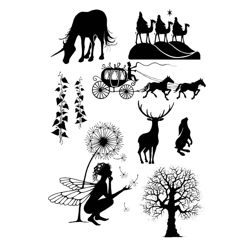 stamp 4992 Феи ветка дерева Русалка Рыба прозрачные штампы для DIY Скрапбукинг/фотоальбом режущие ремесла трафарет штамп набор - Цвет: stamp 4992