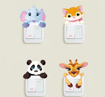 Виниловый настенный светильник с милыми мультяшными животными наклейки на стену