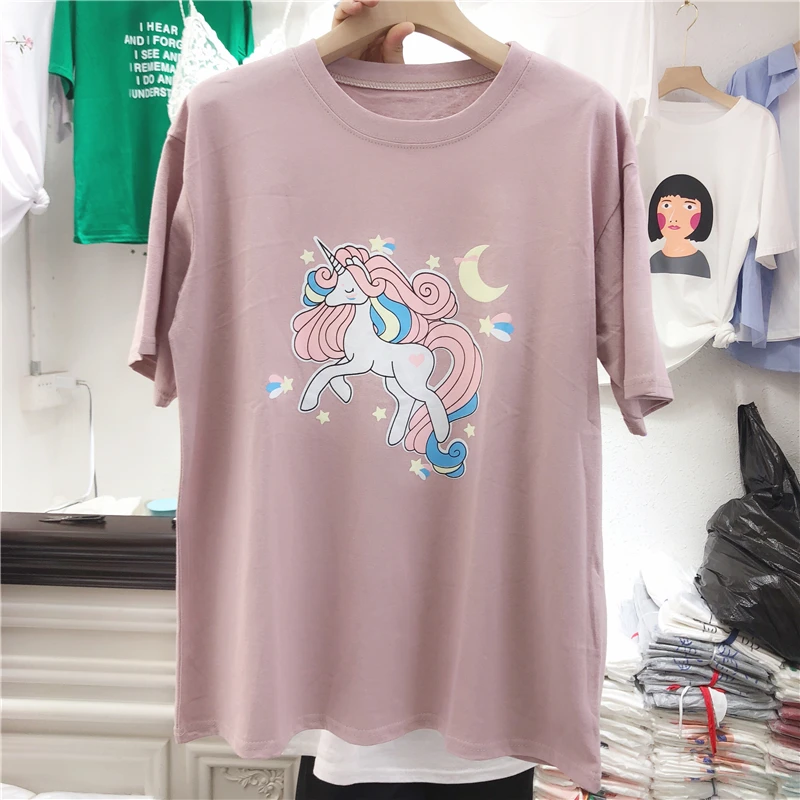 Harajuku Kawaii одежда лето 2020 корейская мода Весенняя футболка Милая с принтом