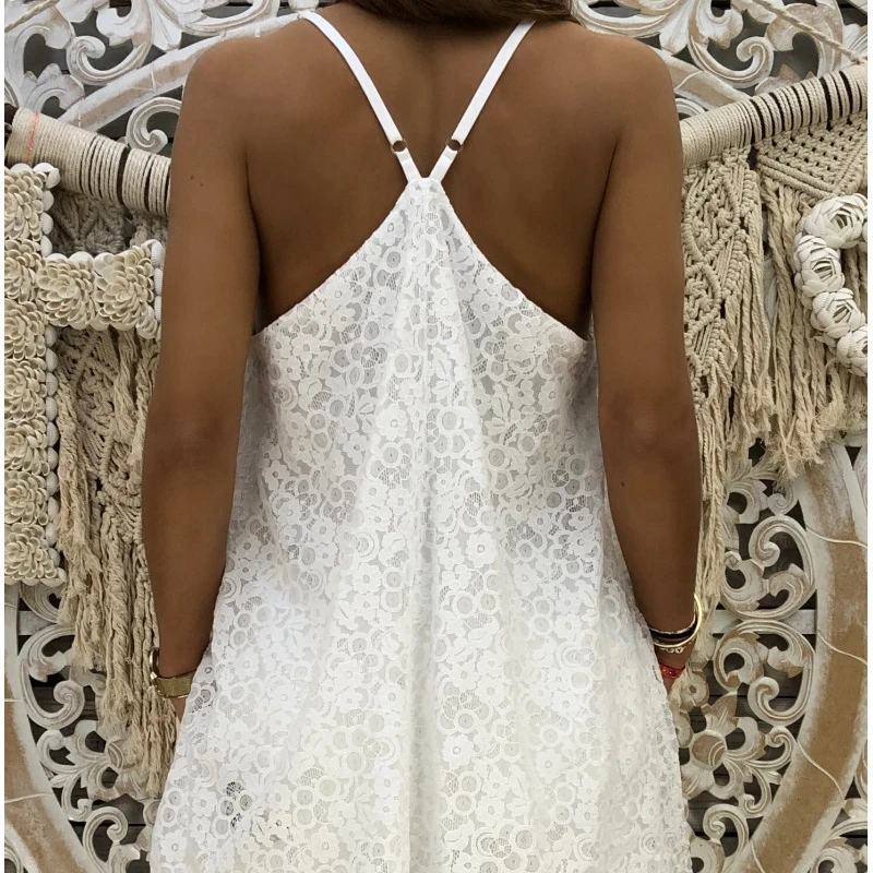 Женский кружевной топ на бретельках Свободный Топ с v образным вырезом лето