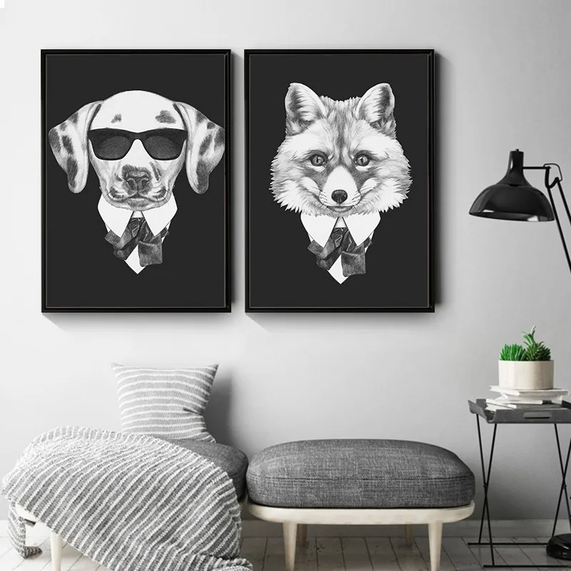 Cartoon Poster Nordic Canvas Painting Mafia Animals Wall Art Picture Home Decor Kid Bedroom Living Room | Дом и сад