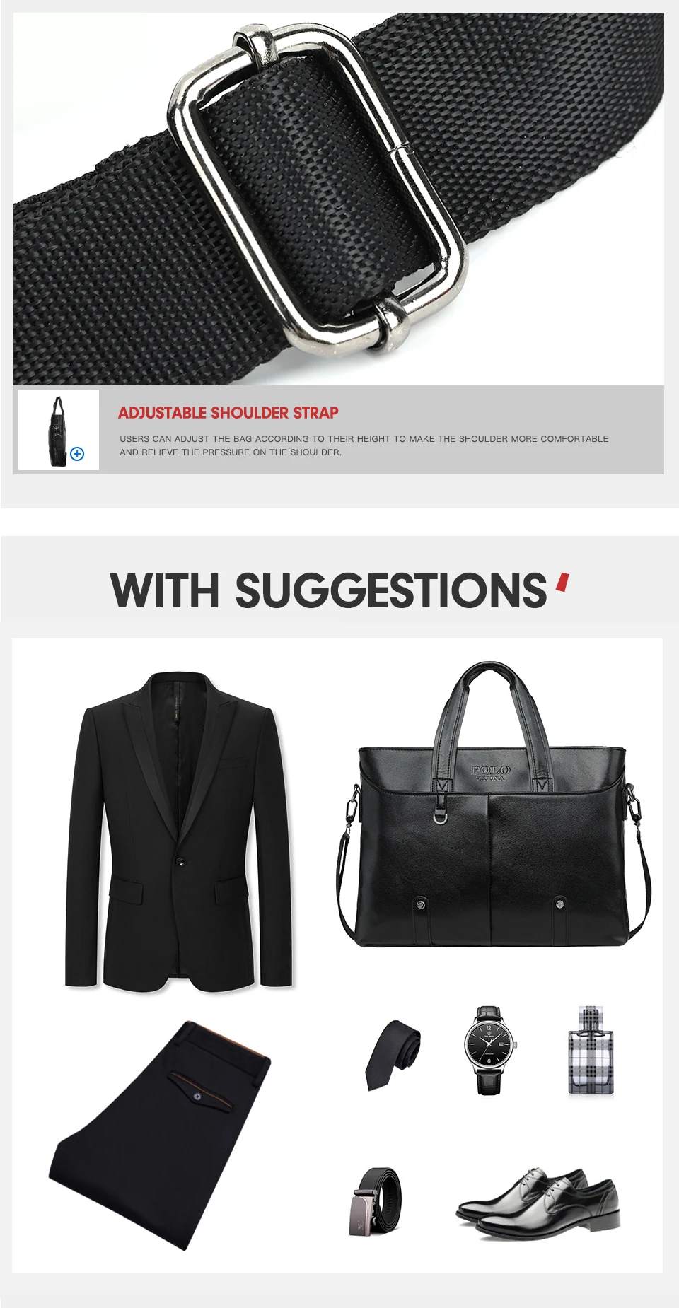 VICUNA POLO Casual Business Leather Briefcase For Men Classic Design Men's Laptop Handbag Side Crossbody Shoulder Bags