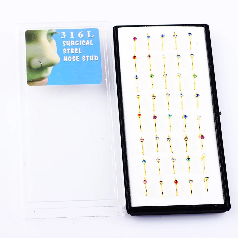 JUNLOWPY Fashion Body Jewelry Surgical Steel Nose Studs Lip Tragus Ear Helix Piercing Nose Hoop Rings Sexy Women 120pcs 3 Boxes