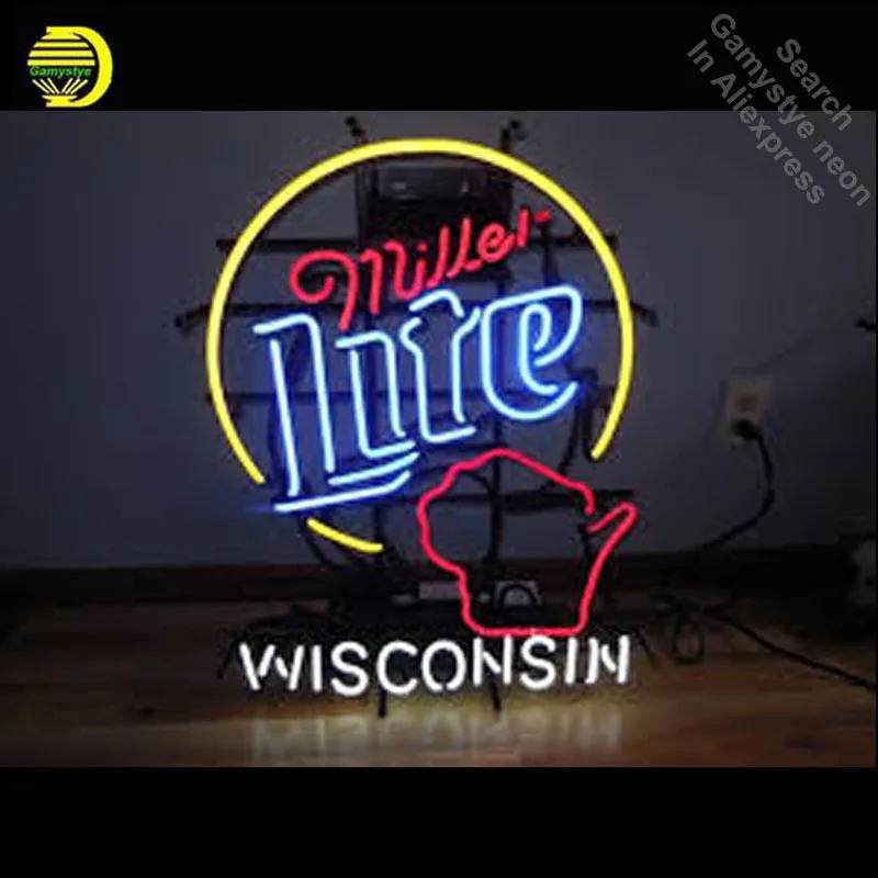 Неоновые вывески MILLER LITE/пиво состояние висконов стеклянная трубка ручная работа