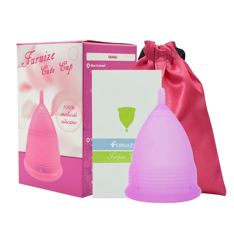 1-Cup-Bag-Box-Purple Менструальная чашка, медицинская силиконовая чашка копа, менструальная женская гигиеническая многоразовая чашка, хорошая, чем менструальные подушечки, Женская чашка - Цвет: 1-Cup-Bag-Box-Purple