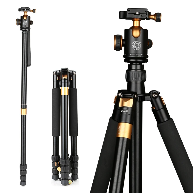 QZSD-Q1088 Professional DSLR Camera stand Aluminum Alloy Tripod 15kg Load with Ball Head Monopod Tripe Para Accessories |