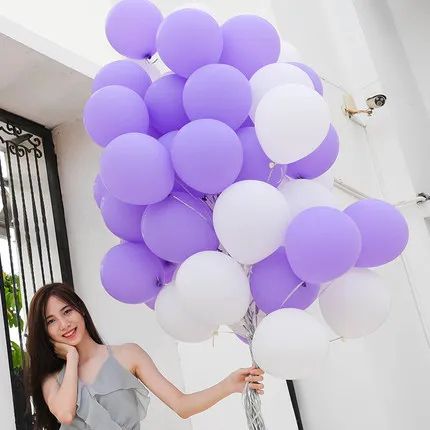 purple white 30 шт./лот, 10 дюймов, розовый, белый, прозрачный воздушный шар, латексный гелиевый поплавок, для дня рождения, вечеринки, для детского душа, свадебные декоративные шары - Цвет: purple white