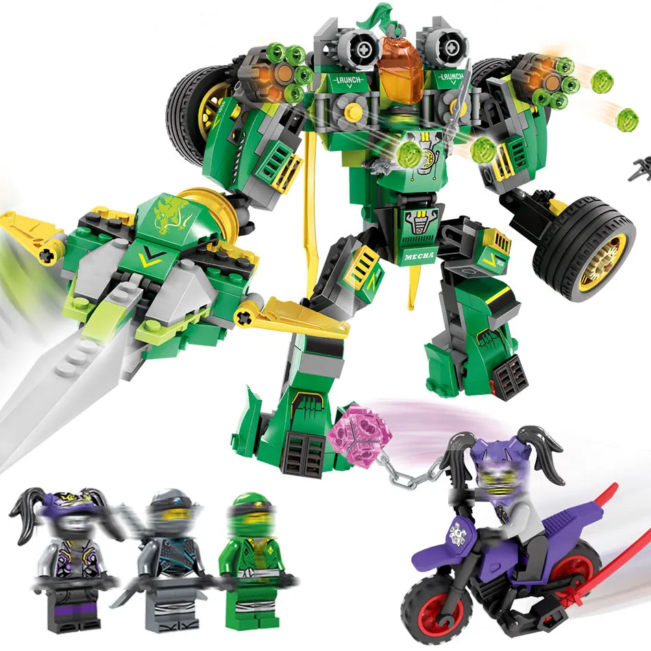 Ninjago панцири цифры кирпичи 509 шт. 2in1 трансформируется Мех автомобиля строительные