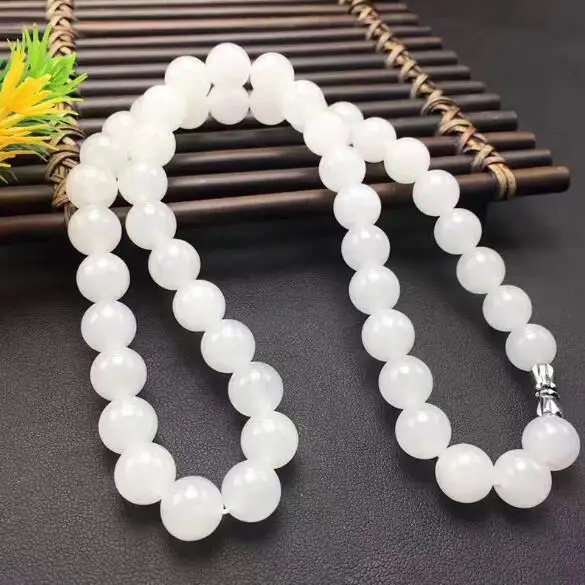 Natural HeTian Yu white jade necklace transshipment buddha bead Necklace + Certificate Fashion Jewelry | Украшения и аксессуары
