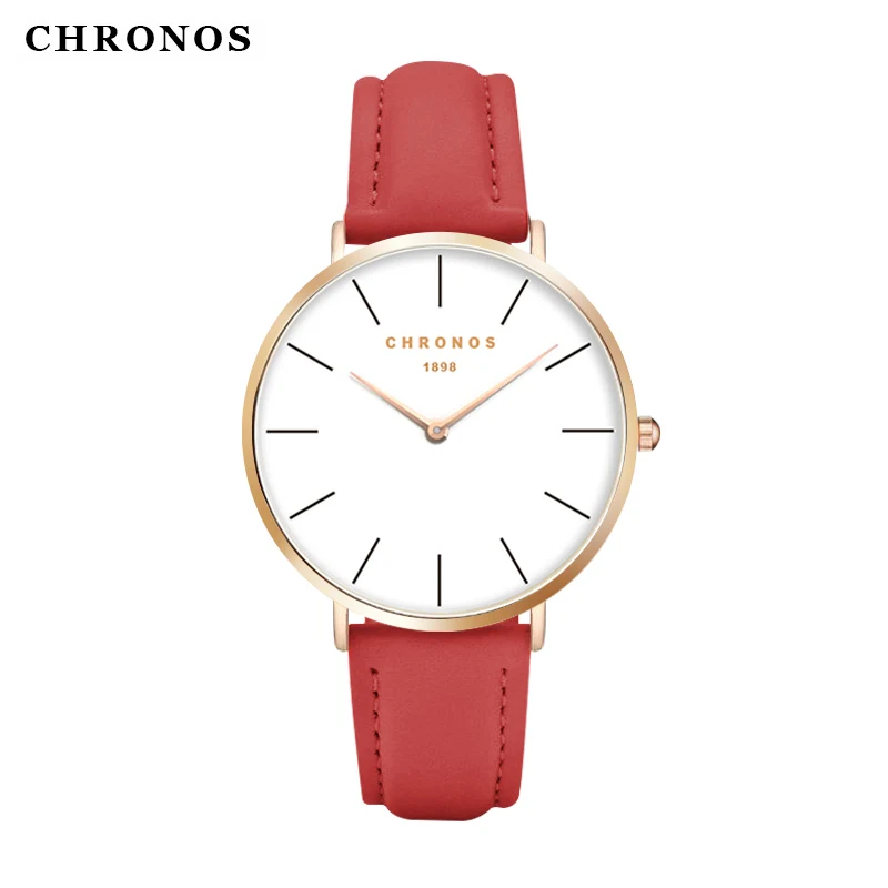 Chronos моды и случайные кожи высокого качества наручные часы для мужчин женщин