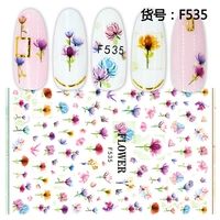new arrival 1 sheet 3d flower super thin nail stickers tips nail art adhesive decals manicure tool dark decoration nail decals